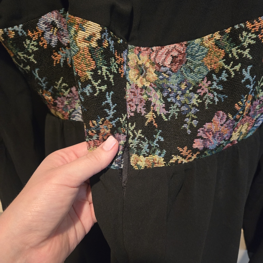Floral Embroidered Black Dress - Picture 5 of 6